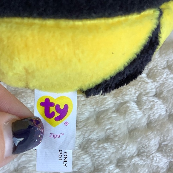 TY Beanie Ballz Zips Bumblebee Stuffed Animal Plush Toy With Tags - Picture 9 of 12